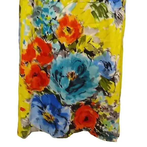 Spense Sheath Dress Womens Size 4 Yellow Floral Cap Sleeves Round Neck - Picture 6 of 7